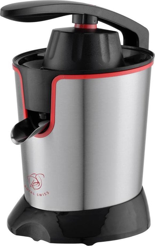 Presse-agrumes électrique Royal Swiss - 0,4 L - Acier inoxydable - Avec 2 cônes de presse et fonction anti-goutte