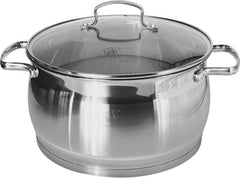 Batterie de Cuisine Royal Swiss® - 8 Pièces en Acier Inoxydable - Couvercles en Verre - Compatible Tous Feux & Induction - Passe au Lave-Vaisselle