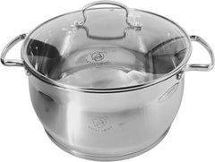 Batterie de Cuisine Royal Swiss® - 8 Pièces en Acier Inoxydable - Couvercles en Verre - Compatible Tous Feux & Induction - Passe au Lave-Vaisselle