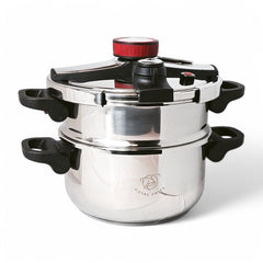 Autocuiseur et Casserole à Couscous Royal Swiss - 2 en 1 - 8 Litres - Ø 26 cm - Acier Inoxydable - Induction - Fermeture Automatique