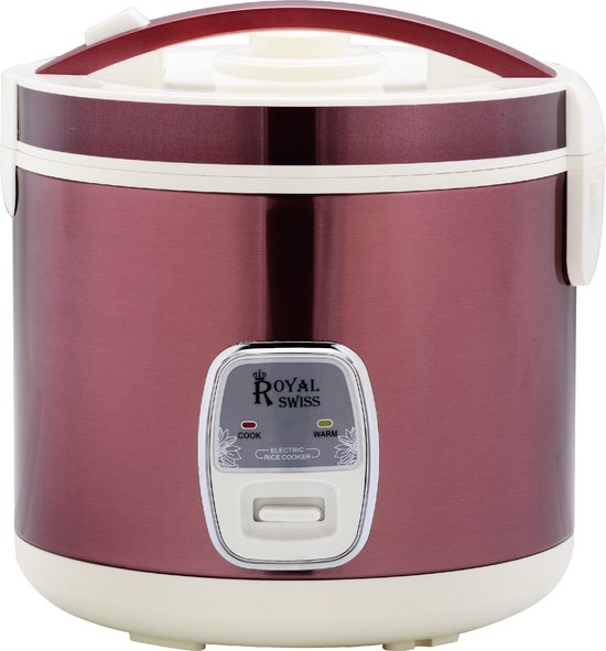 Royal Swiss® Rice Cooker - Cuiseur à riz électrique - Revêtement antiadhésif - Capacité 2,8 Litres - Fonction maintien au chaud - panier vapeur - violet