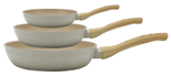Royal Swiss ® - Set de Poêles Forgées - Ø 20, Ø 24 et Ø 28 cm - Revêtement Effet Marbre - Compatible Induction - Beige