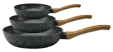 Royal Swiss ® - Set de Poêles Forgées - Ø 20, Ø 24 et Ø 28 cm - Revêtement Effet Marbre - Compatible Induction - Noir